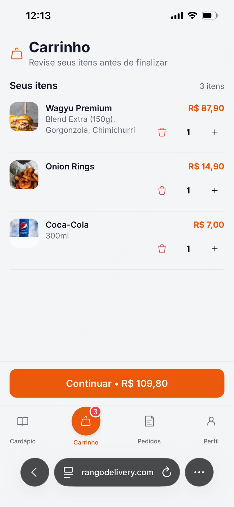 Finalize o pedido